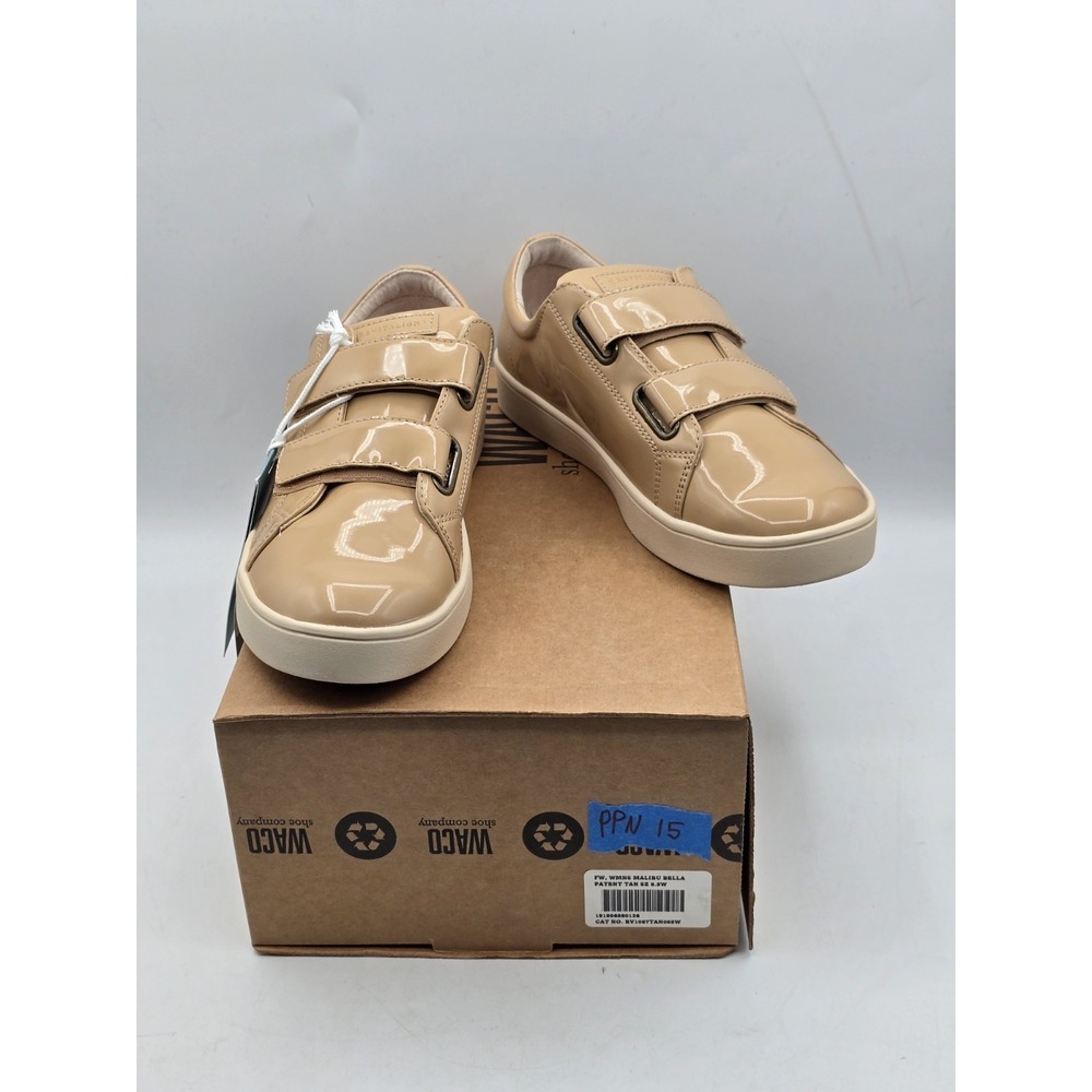 NEW Revitalign Orthotic Tan Solid Sneakers Malibu Bella Patent Sz 8.5 W